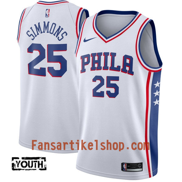 NBA Philadelphia 76ers Trikot Ben Simmons 25 Nike 2017-18 Weiß Swingman - Kinder